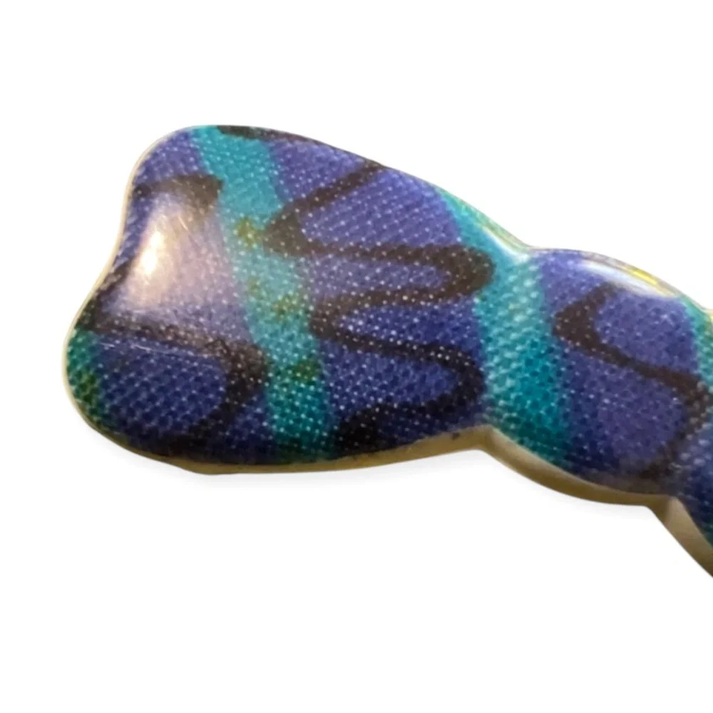 1980’s Vintage Mod Style French Bow Barrette, Blue Flower Power French Hair